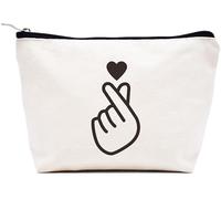 LIBIHUA Women Gift-Travel Case Gifts for Women-Mother's Day Birthday Christmas Gift-Makeup Bag Cosmetic Bag Travel Pouch, Beige, 9.8 ″ W x 7″ H x 2.7″ Bottom, 767-finger Heart