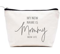 LIBIHUA Women Makeup Bag, Cosmetic Bag Gifts for Her, Female Travel Pouch, Beige, 9.8 ″ W x 7″ H x 2.7″ Bottom, 810-my New Name is Mommy