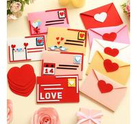 Libima 10 Pieces Valentine's Day Felt Envelope with Heart Shaped Card 4 x 6 Inch Valentine Envelopes Love Letter Envelopes for Valentine Party Favor Supplies Exchange Gifts Wedding Shower