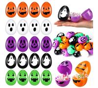 Libima 100 Pcs Easter Eggs 3" Plastic Eggs with Ghost Easter Skull Empty Bulk Fillable for Egg Hunt Party Favors Basket Stuffers Filler Classroom Prize Supplies Decor