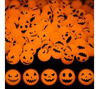 Libima 100 Pcs Halloween Glow in the Dark Bouncy Balls Scary Haunted Treat Bag Fillers Party Supplies for Halloween Game Rewards, Trick or Treating Favors, 1 Inch (Orange,Pumpkin)