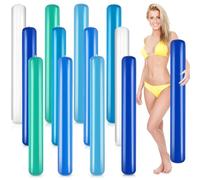 Libima 12 Pcs Pool Inflatable Noodle 41 Inch Inflatable Sticks Colorful Outdoor Water Games Blow up Pool Noodles Floats for Adults Summer Swimming Beach Lake Party Sports Decor (Ocean Color)
