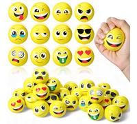 Libima 120 Pcs Face Stress Balls Bulk 2 Inch Foam Face Squeeze Balls Mini Yellow Funny Stress Relief Ball for Kids Adults Coworkers Stress Relief Squeeze Finger Exercise School