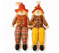 Libima 2 Pack 60" Large Scarecrow Thanksgiving Fall Sitting Scarecrow Halloween Decoration Life Size Scarecrows for Indoor Outdoor Autumn Harvest Decoration for Garden Yard Porch (Fashion)