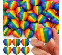 Libima 24 Pcs 1.57 Inch Rainbow Heart Stress Ball Bulk Pride Party Rainbow Colorful Birthday LGBT Party Favor Squeeze Funny Stress Relief Gift for Teens Adult Improving Strength Release