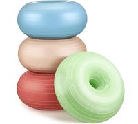 Libima 4 Pcs Flexible Seating for Classroom Inflatable Yoga Ball Chairs with Pump Donut Exercise Ball Chair Cushion Seat for Balance and Stability Training Home Office Gym Workout (Macaron Color)