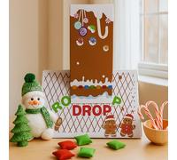 Libima 7 Pcs Christmas Bean Bag Toss Drop Game Roof Top Chimney Santa Claus Gingerbread House Bean Bag Toss Game for Indoor Outdoor Holiday Party Activities Supplies Ideal Gift (Gingerbread House)