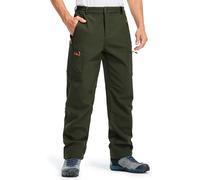 Libin Waterproof Trousers Fleece Lined Thermal Softshell Trousers Warm Thick Ski Snow Pants with Zip Pockets for Outdoor Hiking Climbing Walking, Army Green XXL