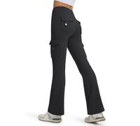 Libin Women's Fleece Lined Flared Leggings High Waisted | Cargo Water Resistant Thermal Warm Winter Yoga Trousers Bootcut with Pockets for Hiking Gym Casual Walking