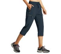 Libin Women's Quick Dry Hiking Capri Pants Lightweight Cargo Cropped Pants Water Resistant Outdoor Casual, Navy XS
