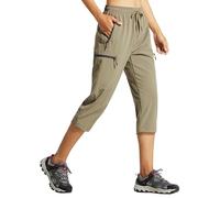 Libin Women's Quick Dry Hiking Capri Pants Lightweight Cargo Cropped Pants Water Resistant Outdoor Casual, Khaki XXL