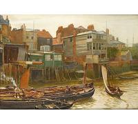LIBINUP canvas posters wall art no frame pictures 50x70cm the Thames At Cold Harbour Blackwall by Charles Napier Hemy