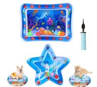 Libiyi GlowPad, 24in Cat Water Mat with Fish, Thickened Leakproof Anti-Scratch for Cats, Dog Water Sensory Play Mat, Manual Air Pump, Pet Waterbed with Air Pump for Dogs & Cats (A+E)