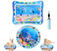 Libiyi GlowPad, 24in Cat Water Mat with Fish, Thickened Leakproof Anti-Scratch for Cats, Dog Water Sensory Play Mat, Manual Air Pump, Pet Waterbed with Air Pump for Dogs & Cats (B+D)