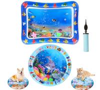 Libiyi GlowPad, 24in Cat Water Mat with Fish, Thickened Leakproof Anti-Scratch for Cats, Dog Water Sensory Play Mat, Manual Air Pump, Pet Waterbed with Air Pump for Dogs & Cats (C+D)