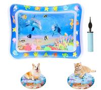 Libiyi GlowPad, 24in Cat Water Mat with Fish, Thickened Leakproof Anti-Scratch for Cats, Dog Water Sensory Play Mat, Manual Air Pump, Pet Waterbed with Air Pump for Dogs & Cats (B)