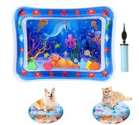Libiyi GlowPad, 24in Cat Water Mat with Fish, Thickened Leakproof Anti-Scratch for Cats, Dog Water Sensory Play Mat, Manual Air Pump, Pet Waterbed with Air Pump for Dogs & Cats (A)