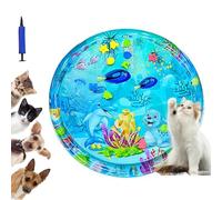 Libiyi GlowPad, Libiyi 24in Cat Water Mat with Fish, Thickened Leakproof Anti-Scratch, with Manual Air Pump, Interactive Indoor Outdoor Summer Cooling Toys (100cm B)
