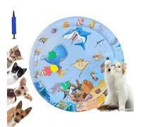 Libiyi GlowPad, Libiyi 24in Cat Water Mat with Fish, Thickened Leakproof Anti-Scratch, with Manual Air Pump, Interactive Indoor Outdoor Summer Cooling Toys (65cm A)