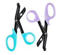 LIBKUR Medical Scissors Trauma Shears for ER Nurse Premium Quality Stainless First Aid Scissors 7.5" Fluoride Coated Non-Stick Blades (Purple Blue)