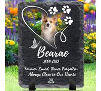 LIBKUR Personalised Dog Memorial Gifts - Custom Pet Memorial Plaque with Photo, Name & Message,Pet Memorial Stones Cat Slate Keepsake Dog Memorial for Garden（Rectangle-Design7）