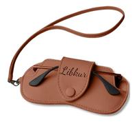 LIBKUR Personalised Glasses Case - Customizable Text Waterproof PU Leather Sunglasses Case Cartridge Neck Hanging/Wristband Travel Outdoor(Brown)