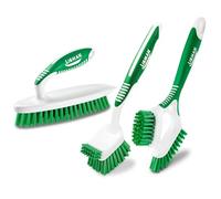 Libman Heavy Duty Scrub Brush Kit | Cleaning Brushes for Household Use | Tub Scrubber | Easy Grip Scrub Brush | Big Job Kitchen Brush | Dual Sided Tile & Grout Brush | 3 Different Brushes Included
