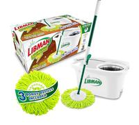 Libman Lightning Spin Mop System Plus 3 Refill Head | Mop and Bucket with Wringer Set | Floor Mop | Spin Mop | Libman Mop | Mops for Floor Cleaning | Hardwood Floor Mop | 4 Total Mop Heads Included