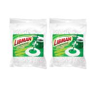 Libman Tornado Spin Mop Refills-Case of 2-Microfiber Heads, Easy to Replace, Machine Washable, Green & White, Pack of 2