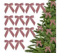 LiBongTa 3.5" Dusty Rose Pre Tied Bows Velvet Pink Ribbon Bows, Valentines Gift Bows for Presents, Valentines Ribbon Bows with Twist Ties for Wreaths, Christmas Tree, Party Decor, Crafts-12 Counts