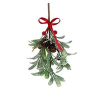 LIBOOI Artificial Frosted Mistletoe, Fake Sprigs Bunches Stems with Red Berries 20cm Long, Christmas mistletoe Pick for Wreaths & Garlands, Christmas Tree, Home, Office Decor