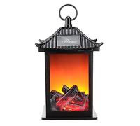LIBOOI Battery Operated Lanterns. Fireplace Decorative Lanterns with Realistic Flame Effect and Hanging Hook, 28 cm Fireplace Lantern for Home Garden Party Decor