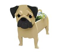 LIBOOI Dog Planter, Animal Flower Planter Pot for Outdoor Plants, Pug Gifts for Pug Lovers Women Men Dog Lovers, Handmade Storage Container Planters for Garden Decoration Cactus Office Home Gifts