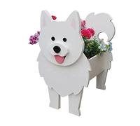 LIBOOI Dog Planter, Animal Flower Planter Pot Outdoor Plants, Samoyed Gift Dog Lovers, Handmade Storage Container Planters Garden Decor Cactus Office Home Gift, 27 x 17.5 cm (UKBT-221123GW02-14-WQW)