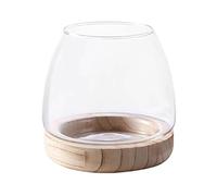 LIBOOI Glass Vases for Flowers, Clear Flower Vase Glass Fish Bowl Vase with Wooden Base, Goldfish Bowl Bud Vase Glass Terrarium Hydroponic Flower Ornaments