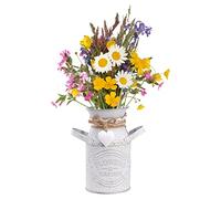 LIBOOI Rustic Metal Flower Vase, French Style Jug Vases for Flowers Farmhouse Pitcher Jug Flower Vase Decorative Milk Jug with Handle for Garden Home Decor