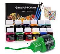 LiBozd Glass Paint Set 12 x 25 ml - Professional Acrylic Paint for Stained Glass | UV Protection & Highly Pigmented | Non-Toxic, Waterproof & For Multiple Surfaces | Ideal as a Gift for Artists