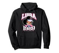 Libra 1989 Zodiac Year Melanin Skin Afro Diva Traits Pullover Hoodie