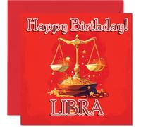 Libra Birthday Card for Men Women - Zodiac Niji - Happy Birthday Card for Wife Nan Sister Nanny, 145mm Bday Greeting Cards