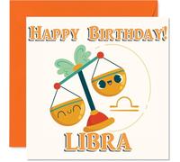 Libra Birthday Card for Men - Zodiac Cartoon - Happy Birthday Card for Boys, 145mm Male Greeting Cards