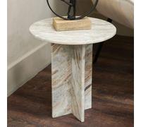 Libra Cavallo Fantasy Grey Marble Round Side Table