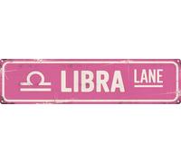 Libra Lane Funny Rustic Astrology Lovers Constellation Pink Wall Metal Tin Signs Decor 4x16 in