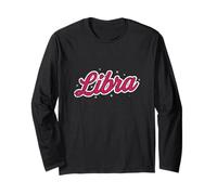 Libra Retro Script Zodiac Pink Long Sleeve T-Shirt