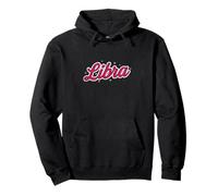 Libra Retro Script Zodiac Pink Pullover Hoodie