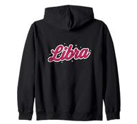 Libra Retro Script Zodiac Pink Zip Hoodie