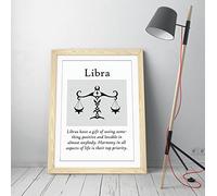 Libra Star Sign Zodiac Astrology Quote Slogan - Framed Wall Art Picture Print - A4 - Light Oak Frame