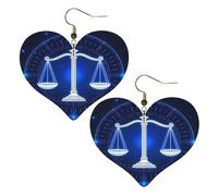 Libra Zodiac Astrology Leather Earrings for Women Heart Earring Lightweight Dangle Drop Earring Set Jewelry Gift