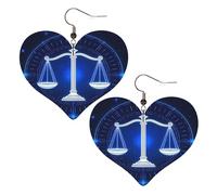 Libra Zodiac Astrology Leather Earrings for Women Heart Earring Lightweight Dangle Drop Earring Set Jewelry Gift, One Size, No Gemstone