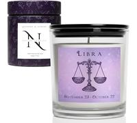 Libra Zodiac Candle - 220g Soy Wax | Lavender & Jasmine | Vegan Sustainable Astrology Gift for Women | Birthday Gift for Her, Friend, Sister, Mum or Girlfriend | 50h Burn