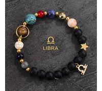 (libra) Zodiac Couple Handmade Natural Stone Beaded Bracelets for Men and Women